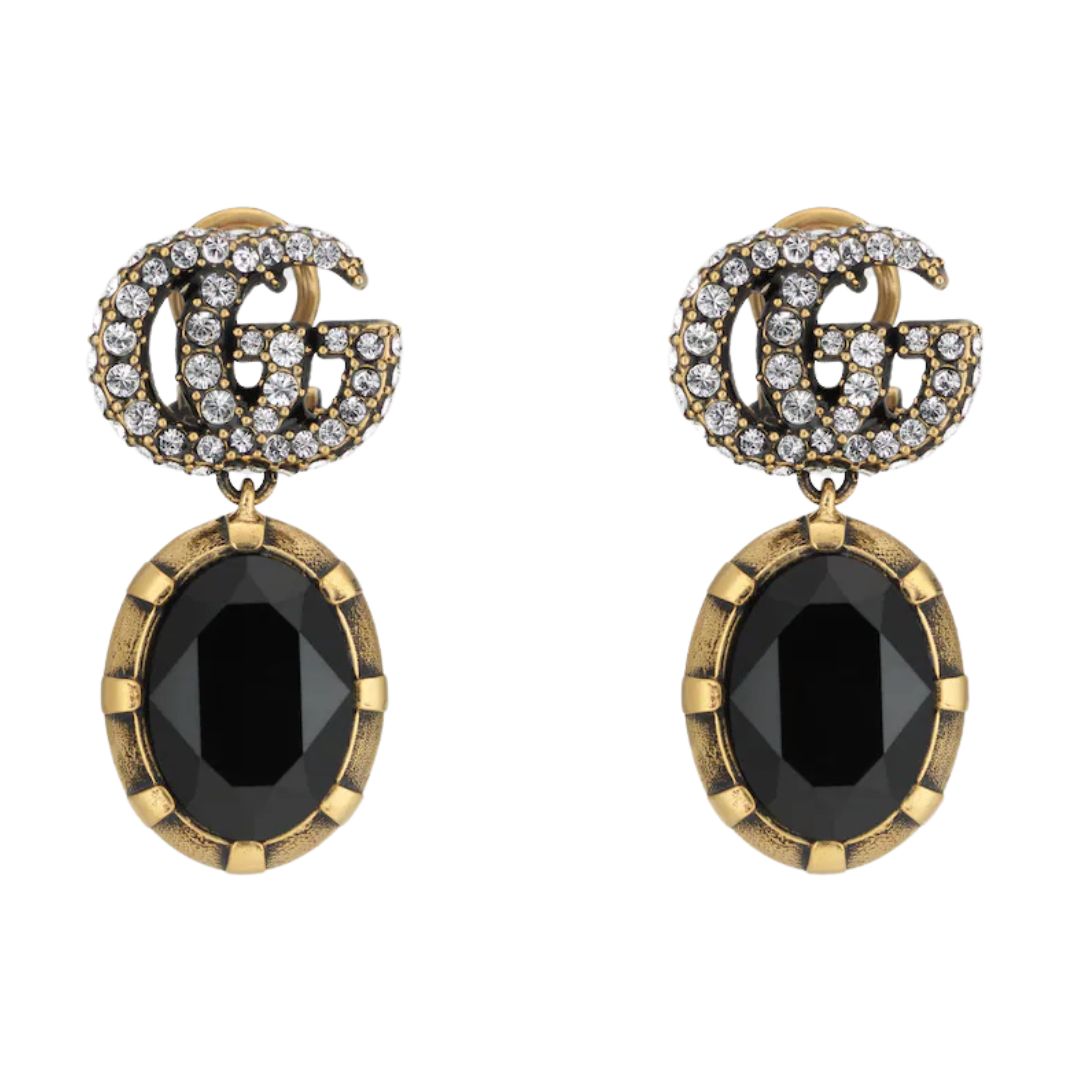 Pendientes Gucci Doble G con Cristales Negros