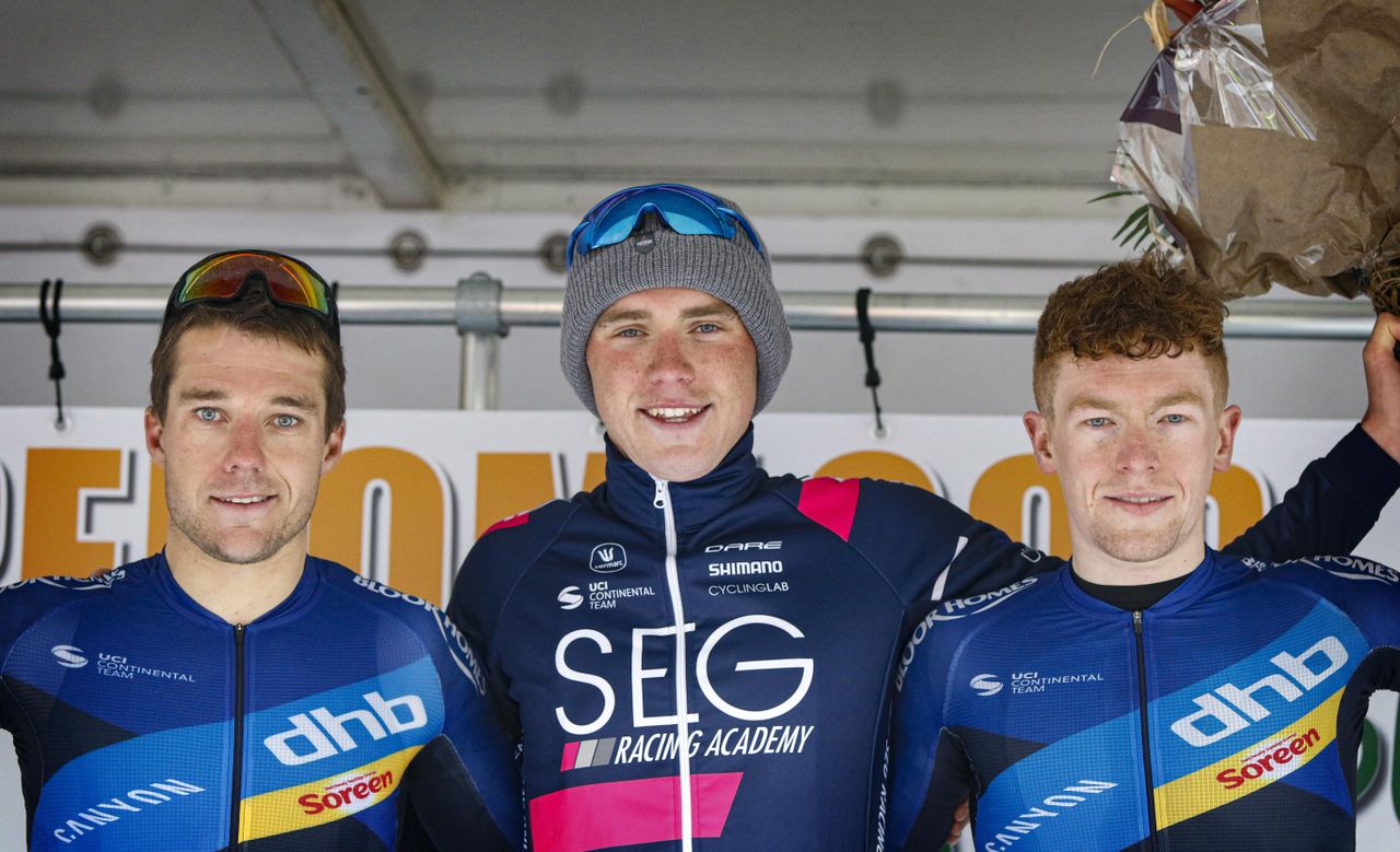 Dekker on the podium at the Dorpenomloop Rucphen