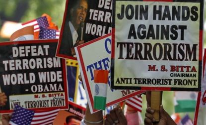 A pro-U.S. rally in New Dehli after Osama bin Laden's death