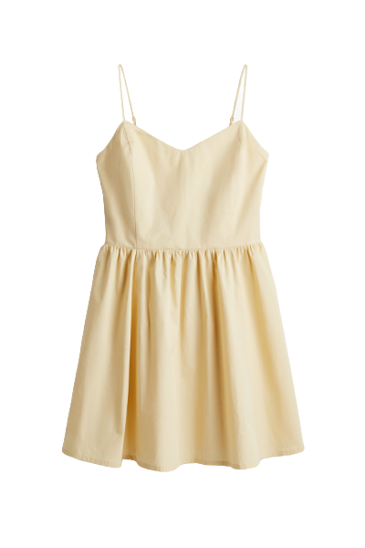 H&M, Cotton Dress With Flared Skirt