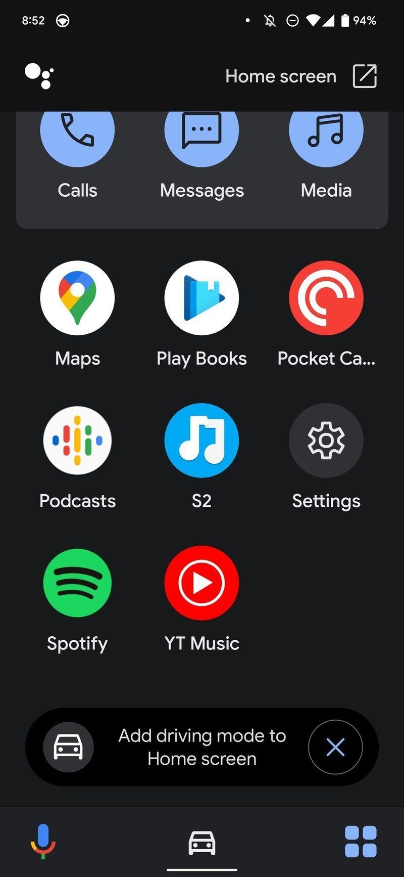Google Assistant Driving Mode Shortcut