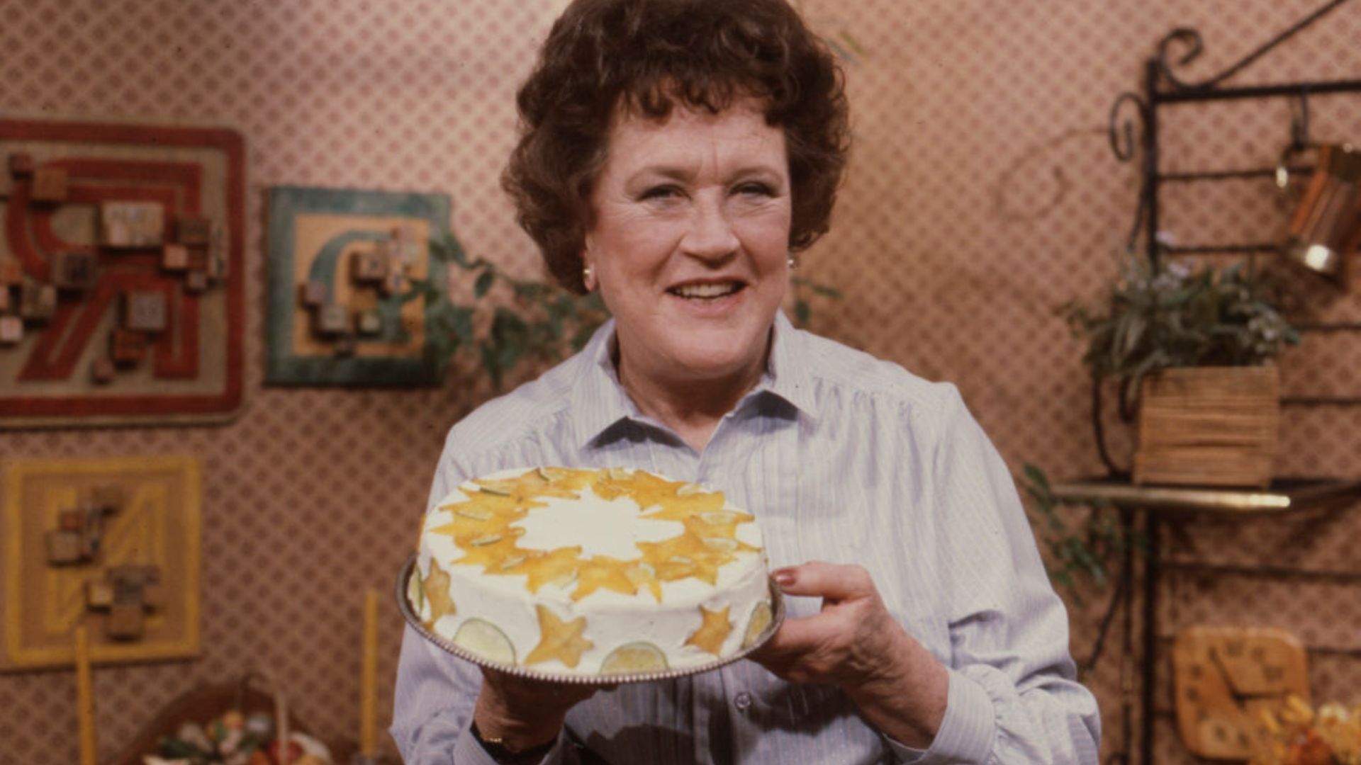 Julia Childs with a cake