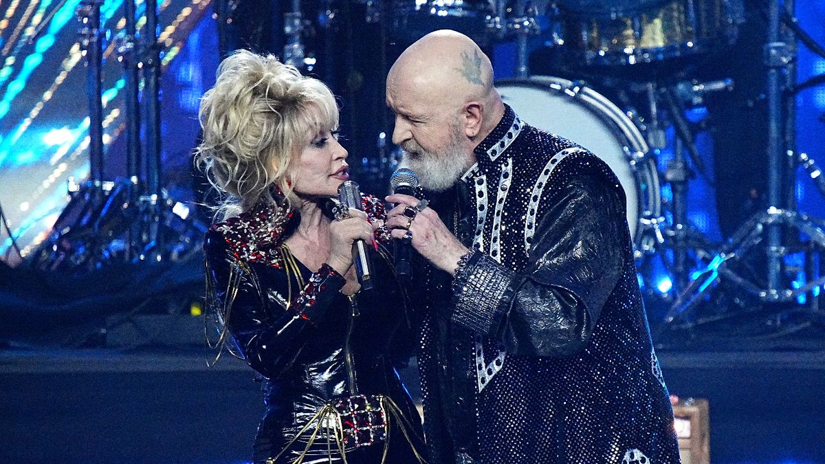 Rob Halford singing with Dolly Parton