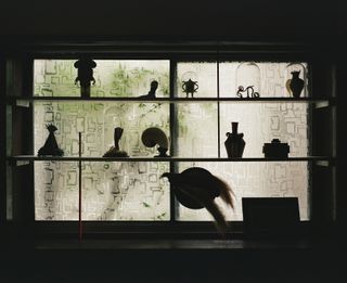 Objects displayed on shelves
