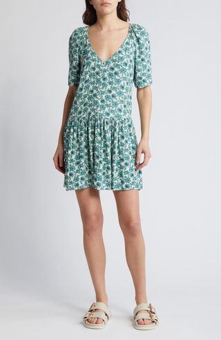 Button-Up Drop Waist Minidress