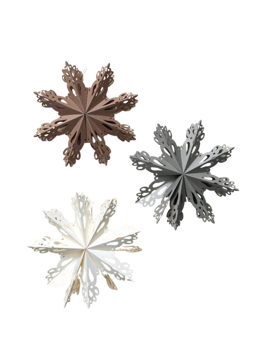 Handmade Assorted Recycled Paper Snowflakes (set of 3)