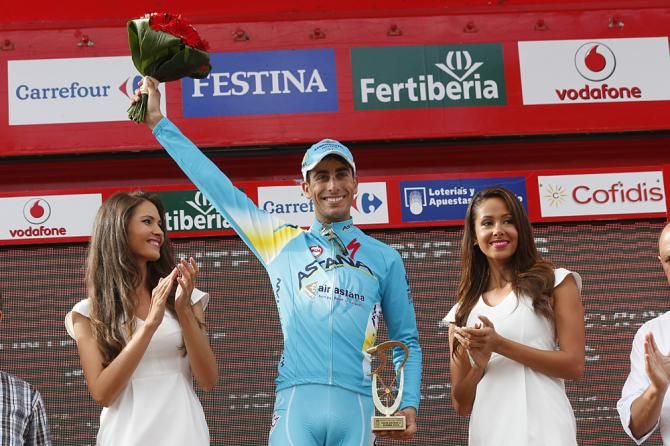 Fabio Aru (Astana) victory salute on the podium