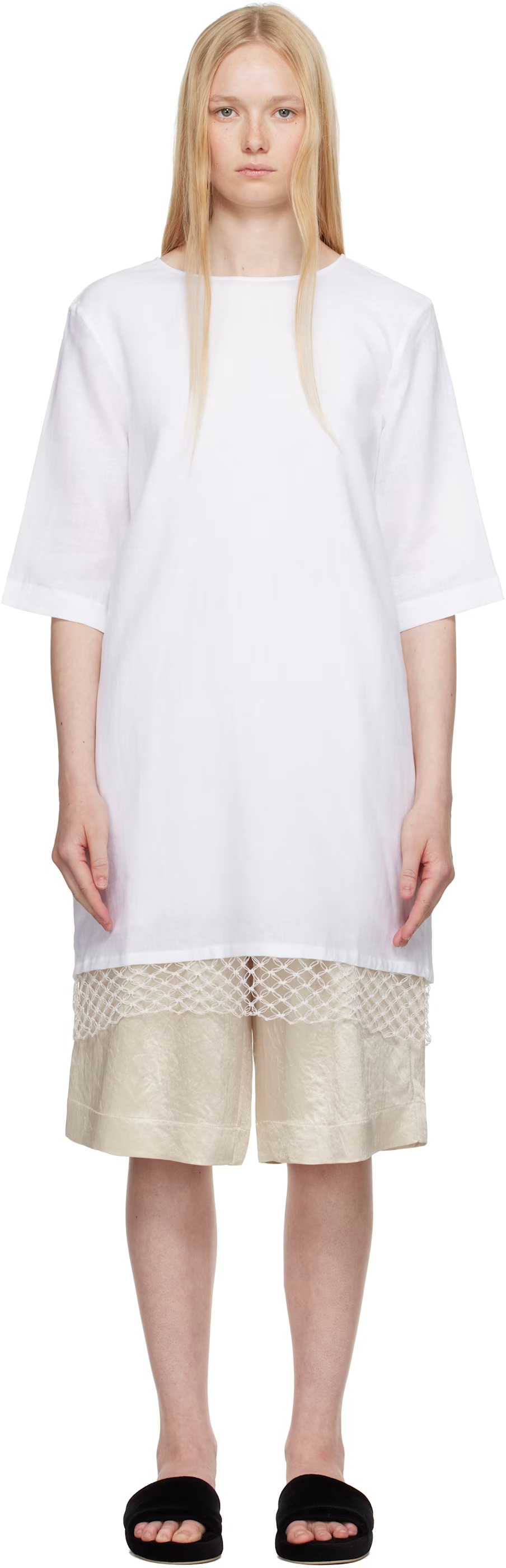 Maria McManus, White T-Shirt Cocoon Macrame Minidress