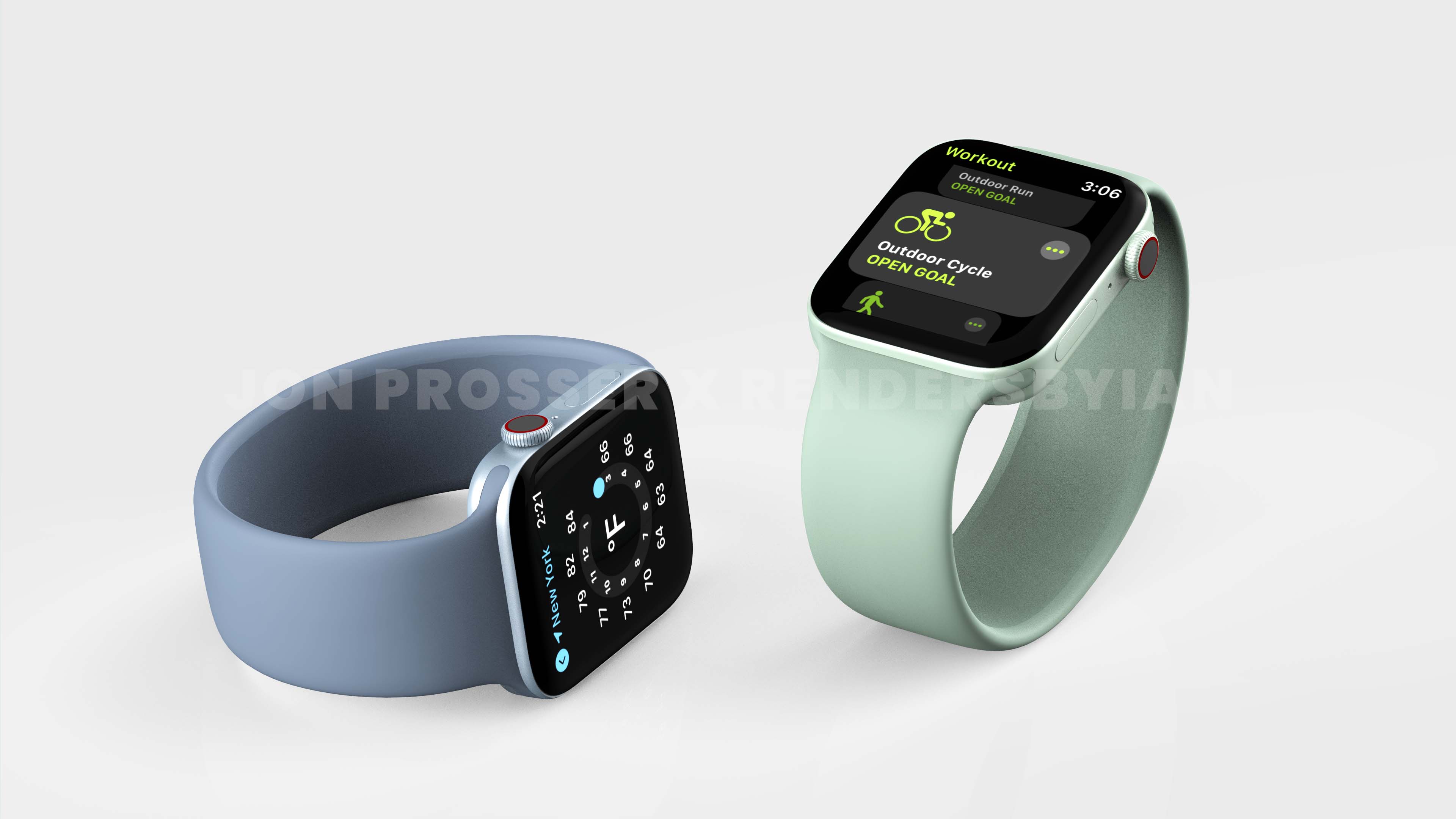 Renders of Apple Watch 7 prepared based on alleged leaked photos of the device