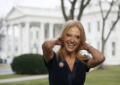 Kellyanne Conway prepares to appear on the Sunday morning show "Meet The Press," on Jan. 22, 2017, where she made a reference to "alternative facts."