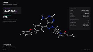 A 3D illustration of a molecule with hexagonal bonds all on a black background