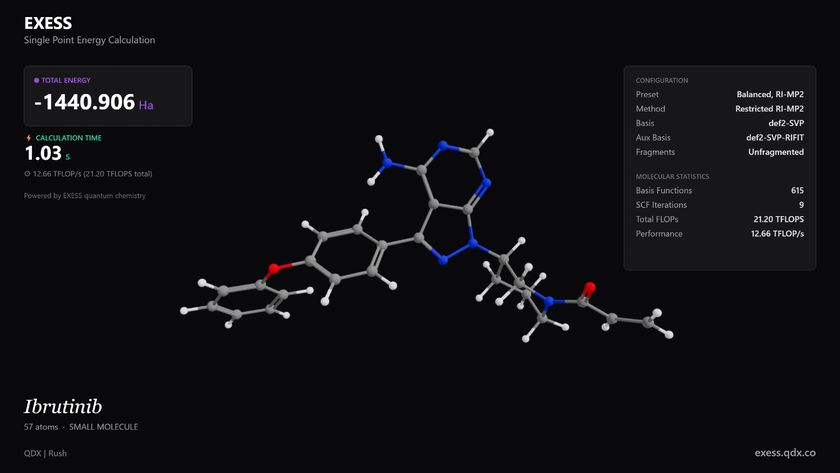 A 3D illustration of a molecule with hexagonal bonds all on a black background