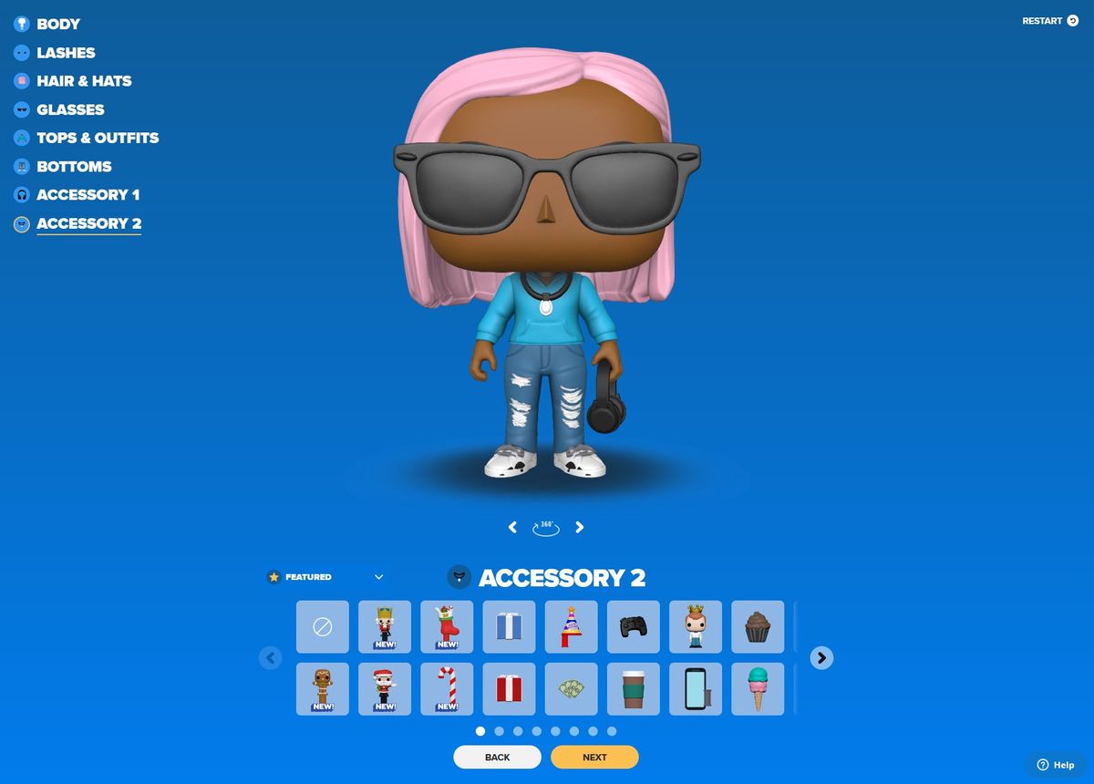 Screenshot of the Funko POP! Yourself creation process.