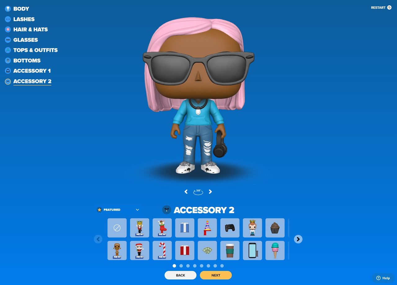 Screenshot of the Funko POP! Yourself creation process.