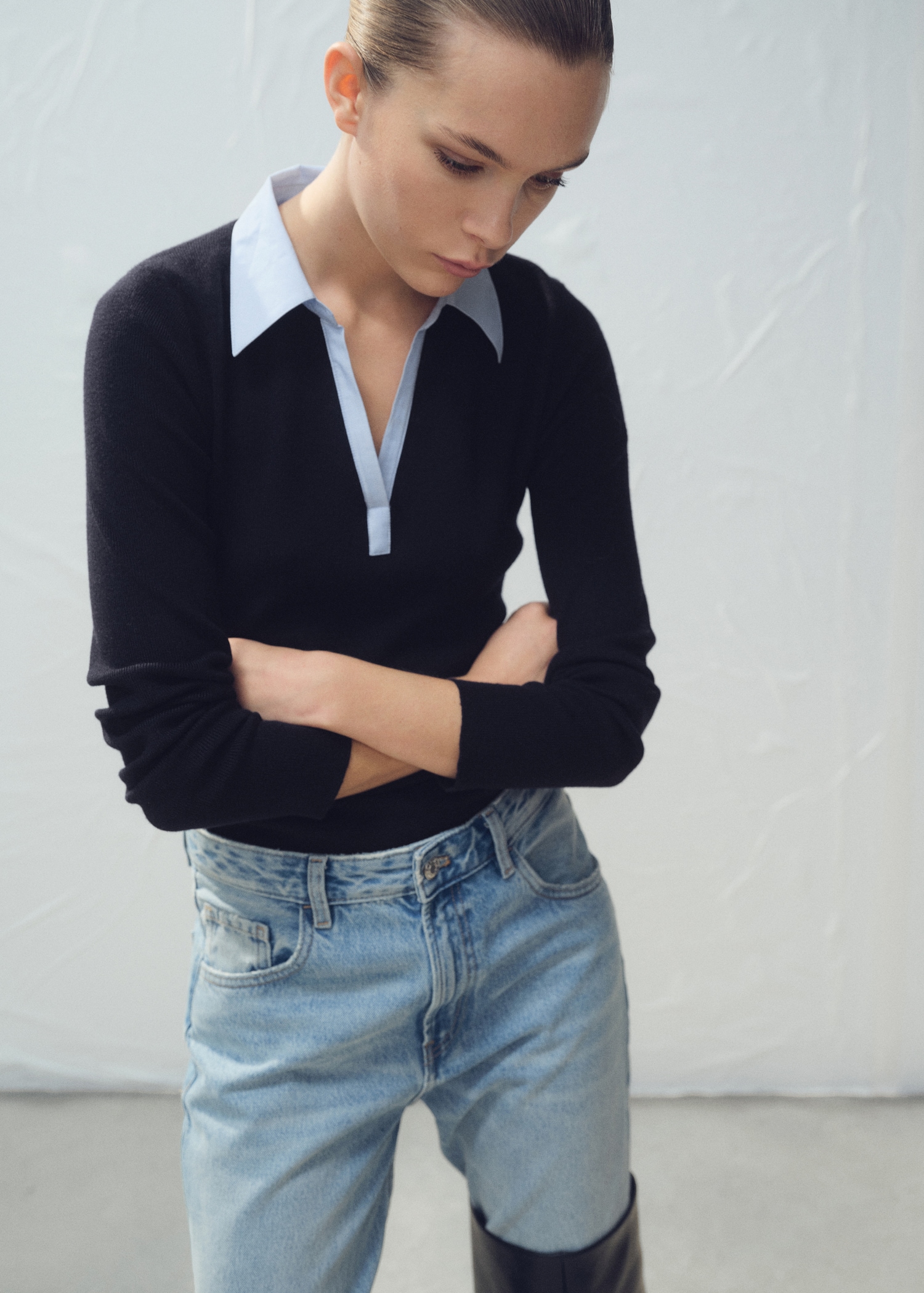 Combined Shirt-Collar Sweater - Women | Mango Usa