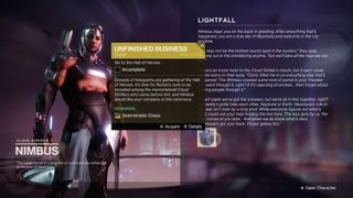 Destiny 2 Lightfall Unfinished Business quest from Nimbus