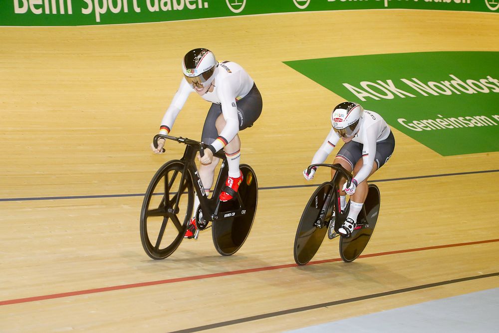 German riders compete in the women's team sprint