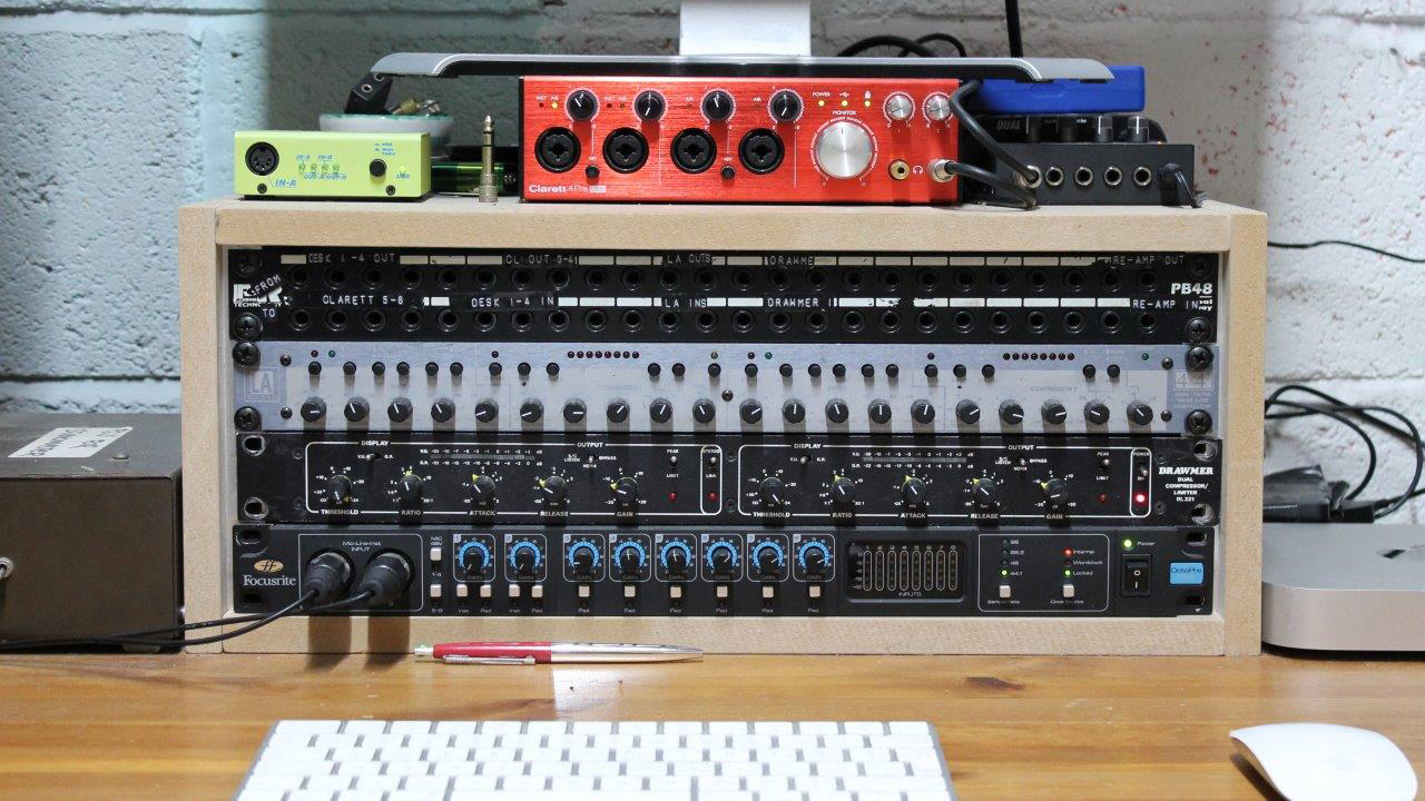 An overview of this writer's studio patch bay setup