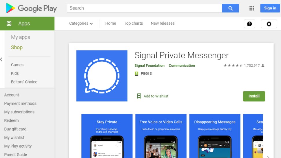 Website screenshot for Signal