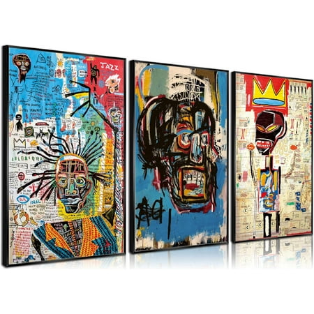 3 Pieces of Street Art Blue Graffiti Wall Decor Prints Modern Artist Aesthetics Canvas Painting Artwork Abstract Picture Poster Man Cave Living Room Bedroom Bathroom Office Home Decorations Unframed