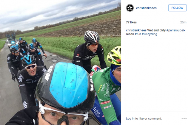 Christian Knees posted a photo from the training ride on Instagram
