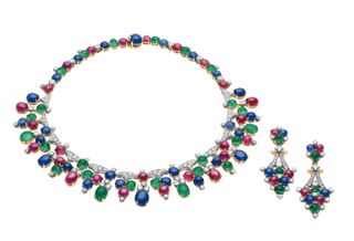 gem set necklace and earrings