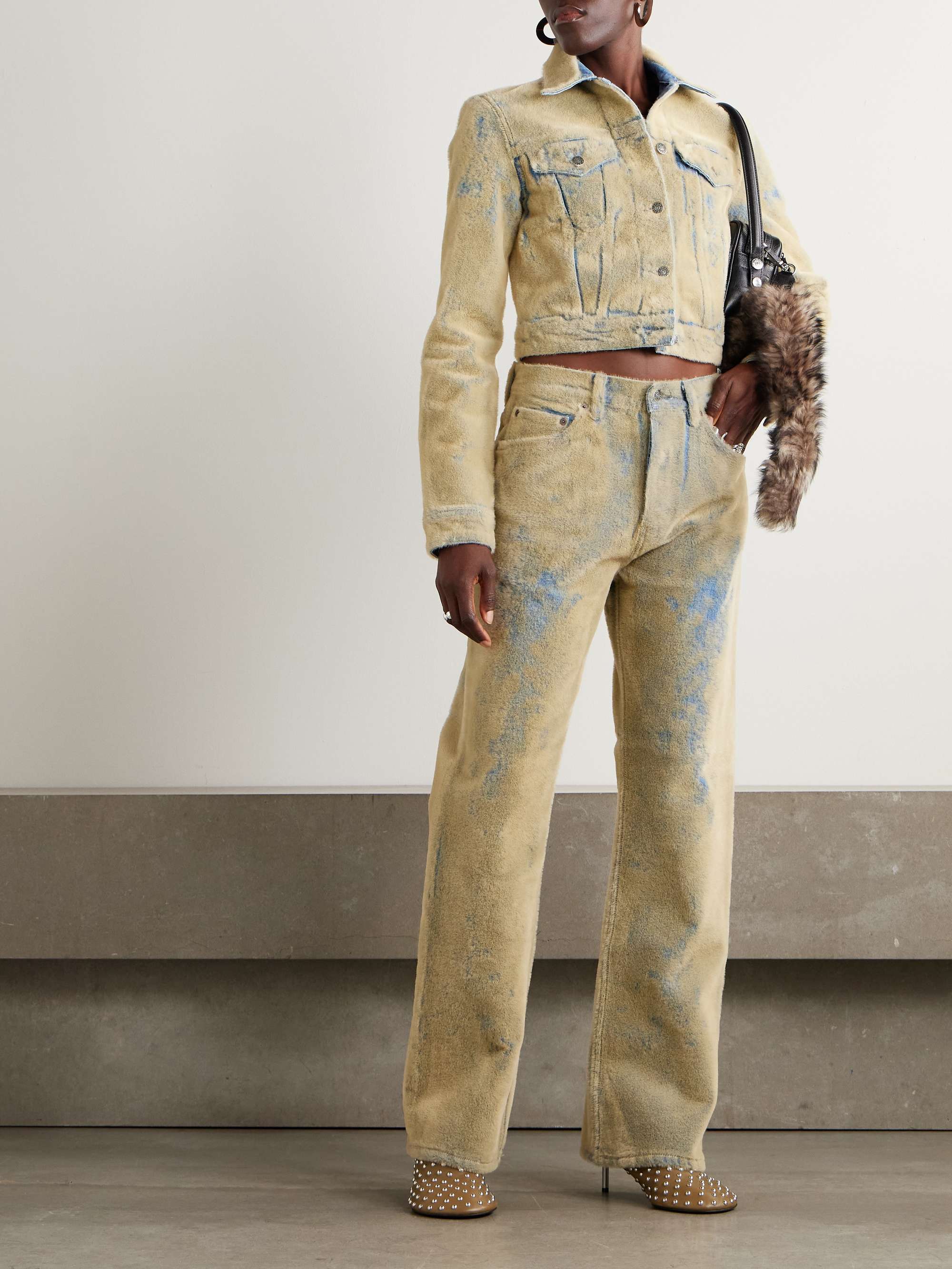 Flocked Straight-Leg Jeans