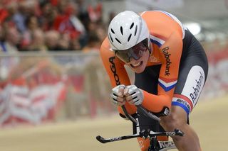 Bronze medalist Dion Beukeboom of the Netherlands rides during the Men's Individual Pursuit race at the Track Elite European Championships