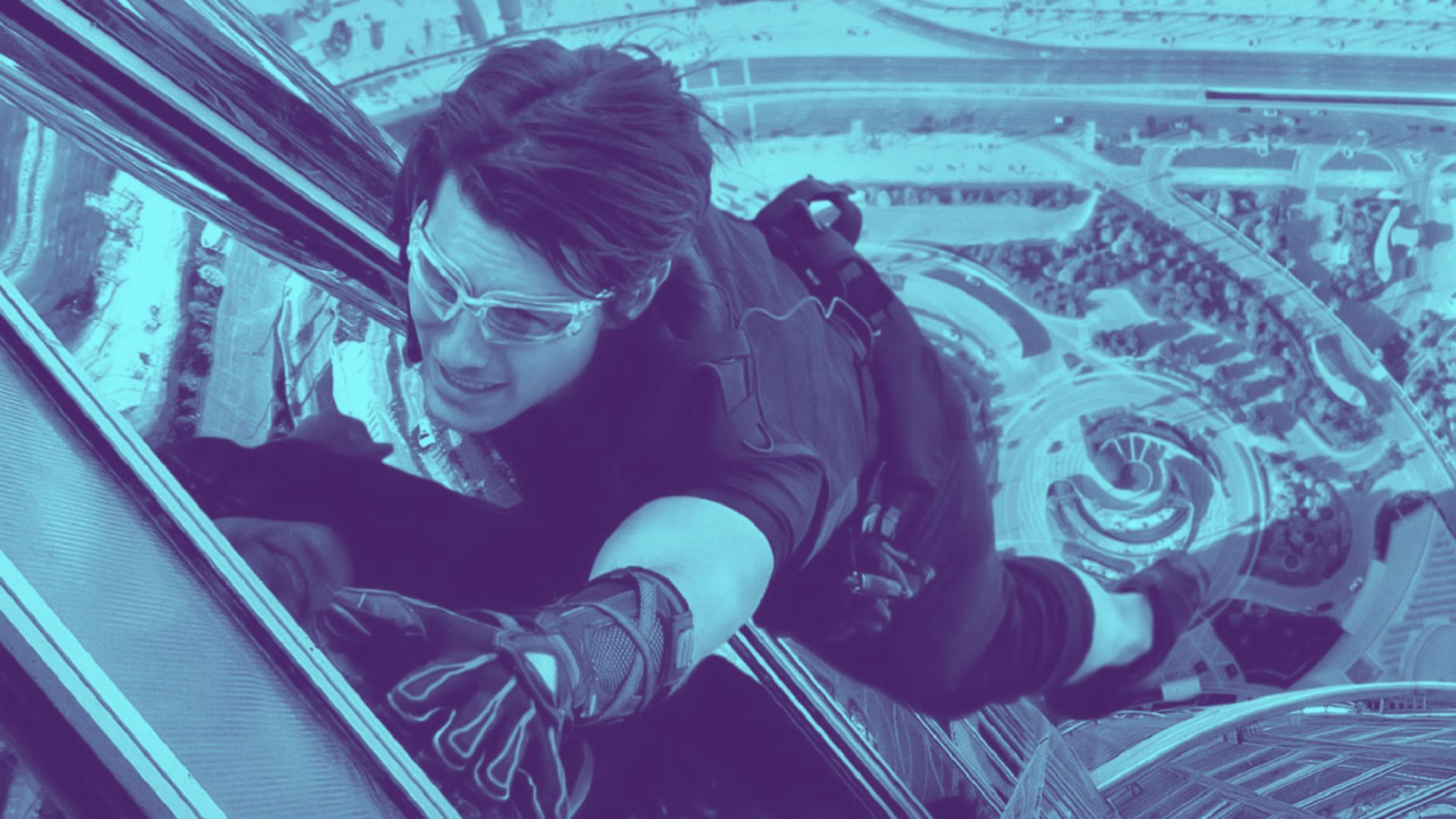 Tom Cruise climbing the Burj Khalifa in Mission Impossible