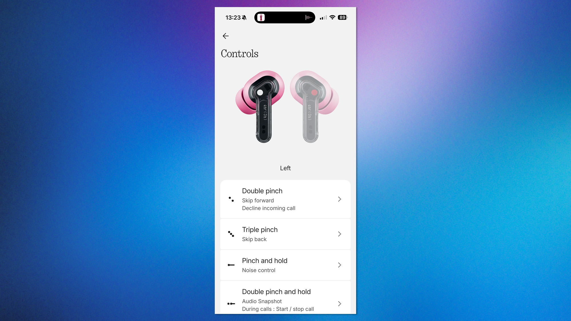 A screenshot showing the Nothing Ear (3a) earbuds being customized via the Nothing X app