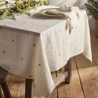 Terrain Star Embroidered Linen Tablecloth