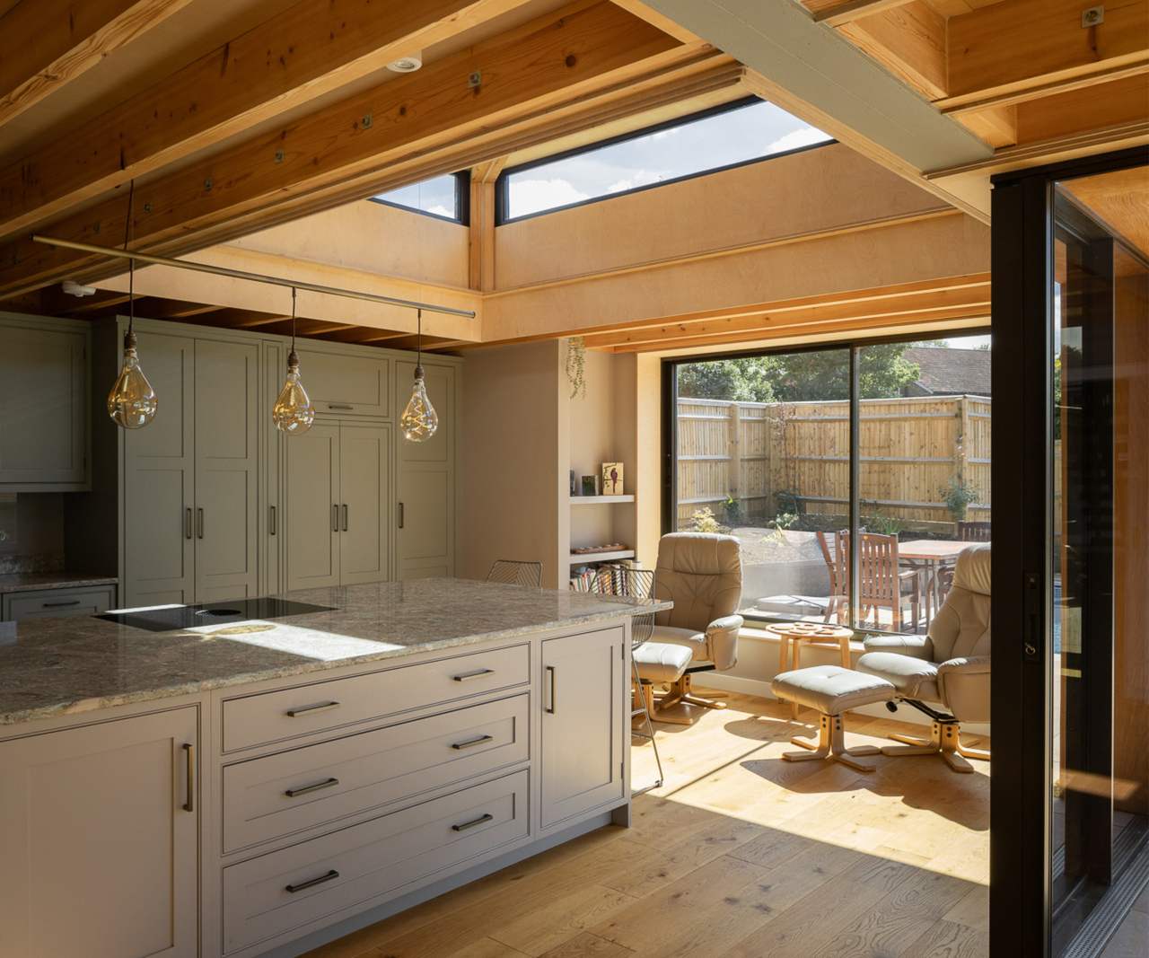 kitchen with sliding doors onto garden