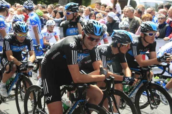 Team Sky at the start of stage 13