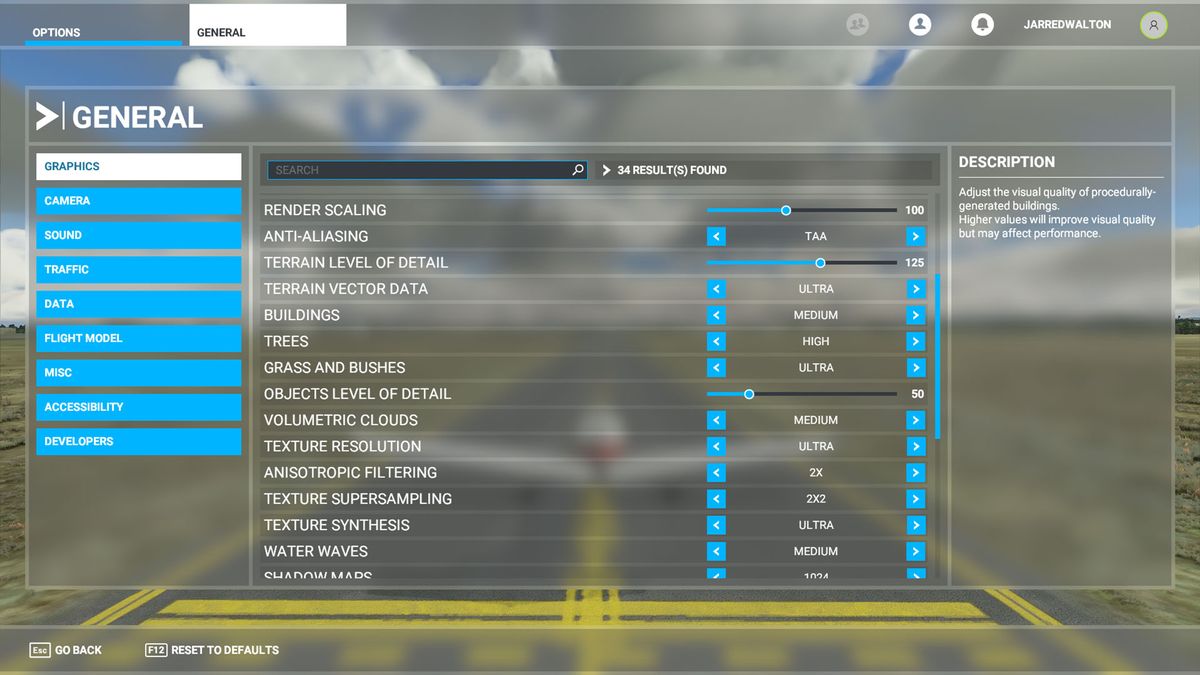 Microsoft Flight Simulator Settings
