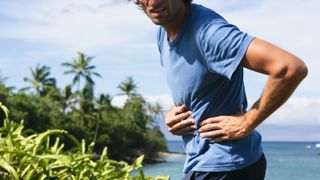 Side stitch- pain in the side of a jogger`s torso. 