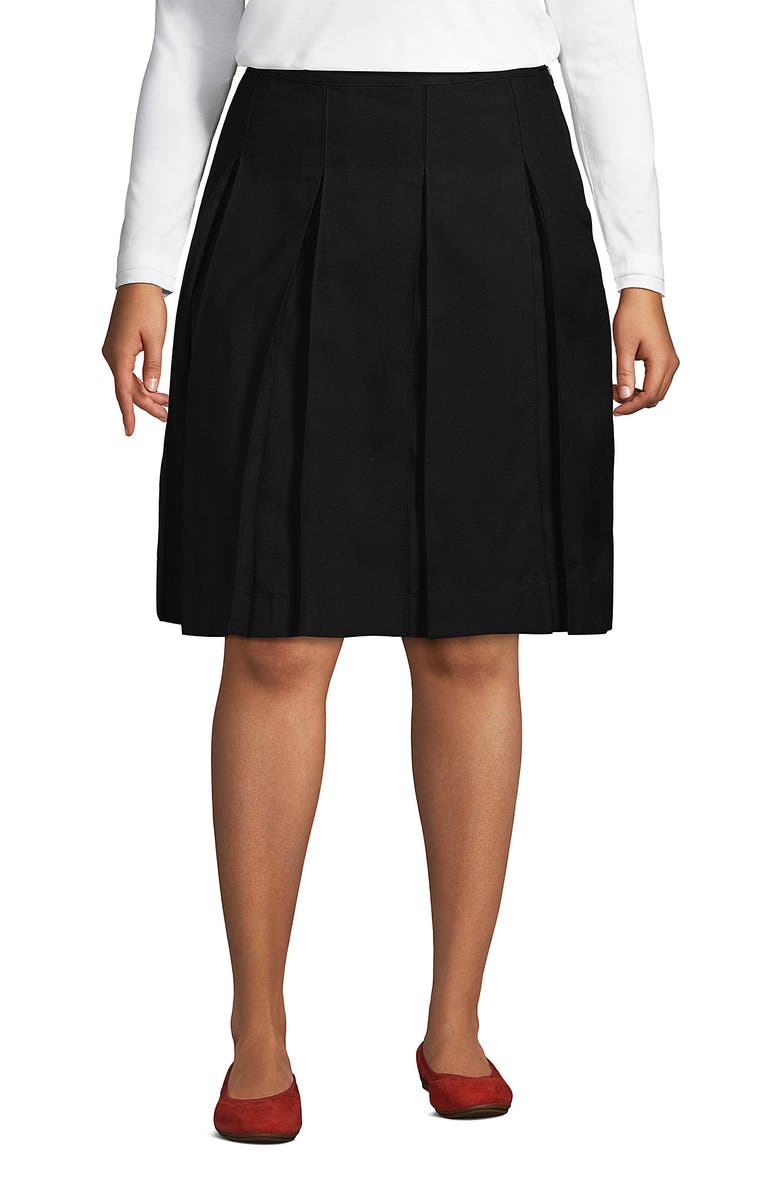 School Uniform Solid Box Pleat Skirt Top of Knee