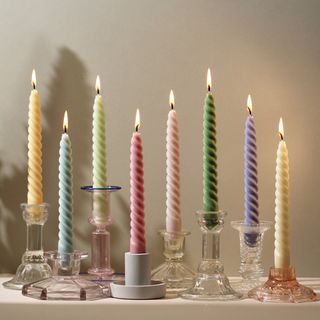 Spiral twist candles in pastel colours