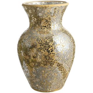 Whole Housewares | 10.5" Tall Mosaic Glass Vase Gold (1 Count)