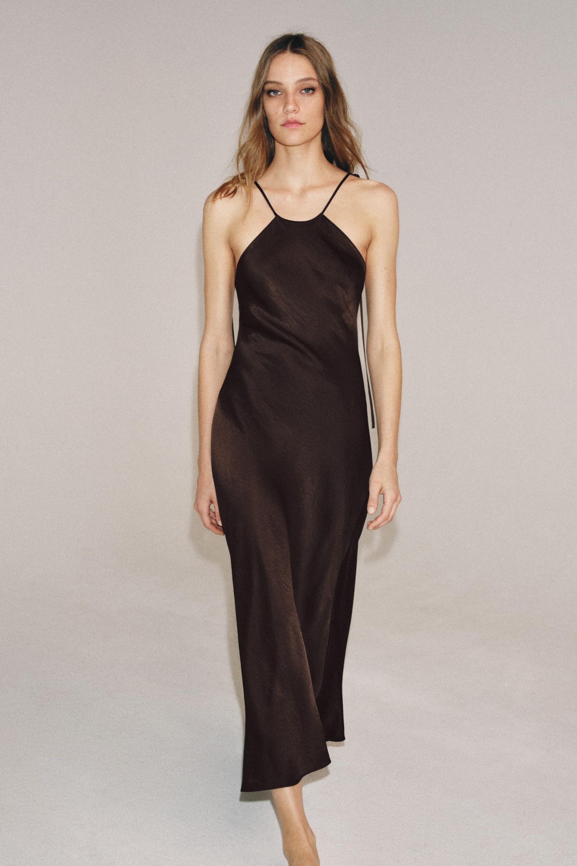 Zw Collection Satin Effect Halter Dress