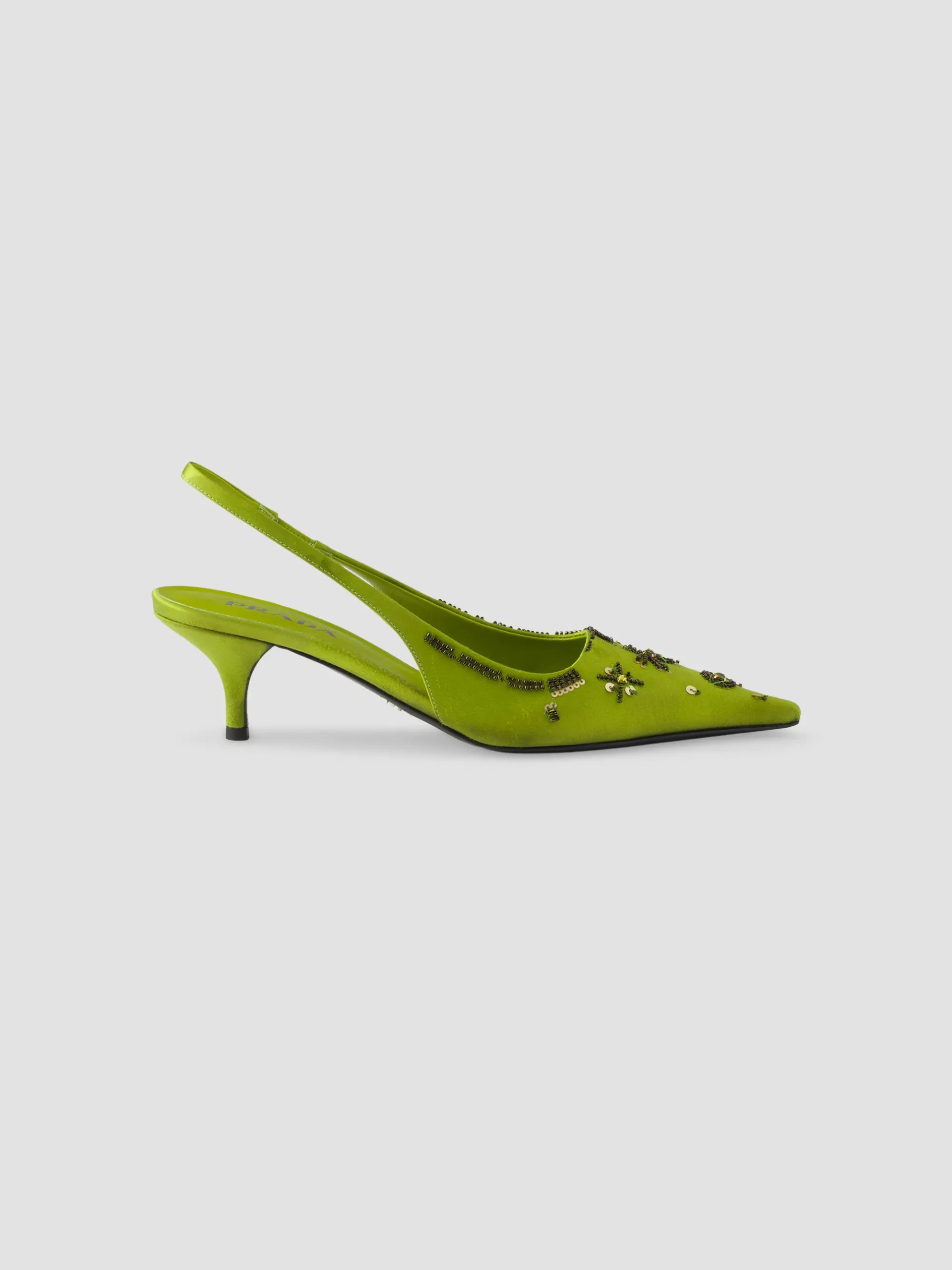 Embroidered Satin Slingback Pumps