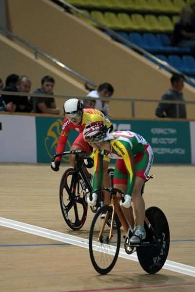 Olga Panarina (Belarus) and Simona Krupeckaite (Lithuania) vie for bronze in the women's sprint.