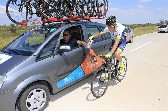 At nearly 40C, the riders had to get plenty of water bottles
