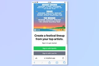 The first step to using Instafest, visiting Instafest.app