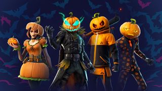 fortnitemares 2021's pumpkin outfits include a pumpkinhead who looks like Ghost Rider and one in a pumpkin suit