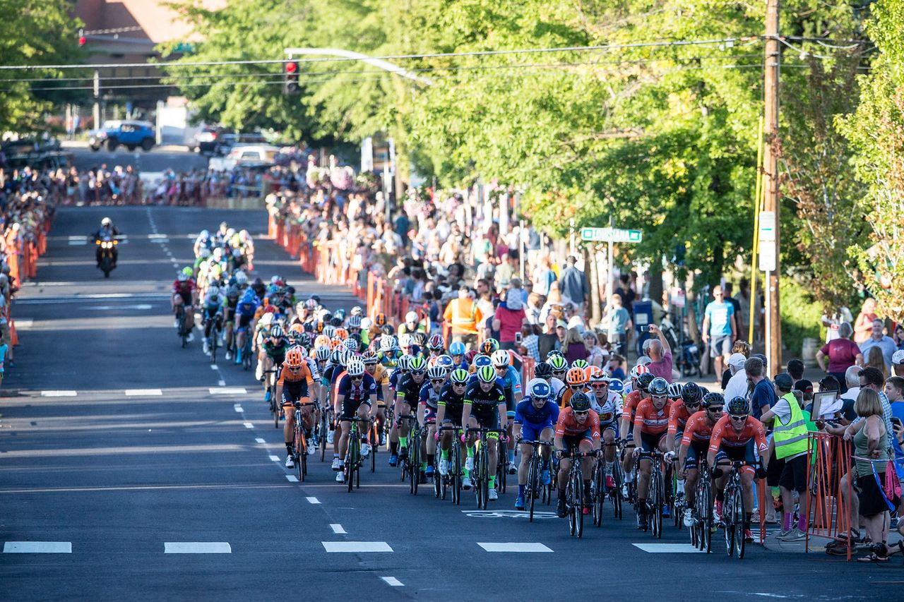 The men along the back side of the course.
