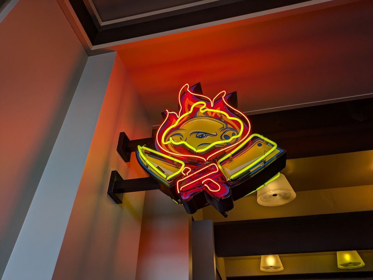 Neon sign for restaurant shot by Pixel 8a