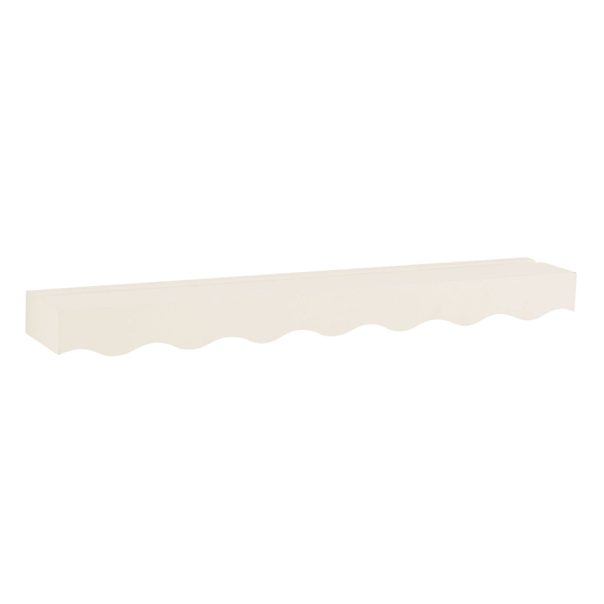 a white floating shelf with scallop edge