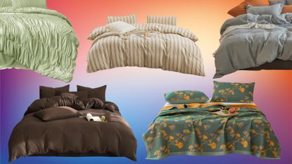 amazon bedding on a colorful background