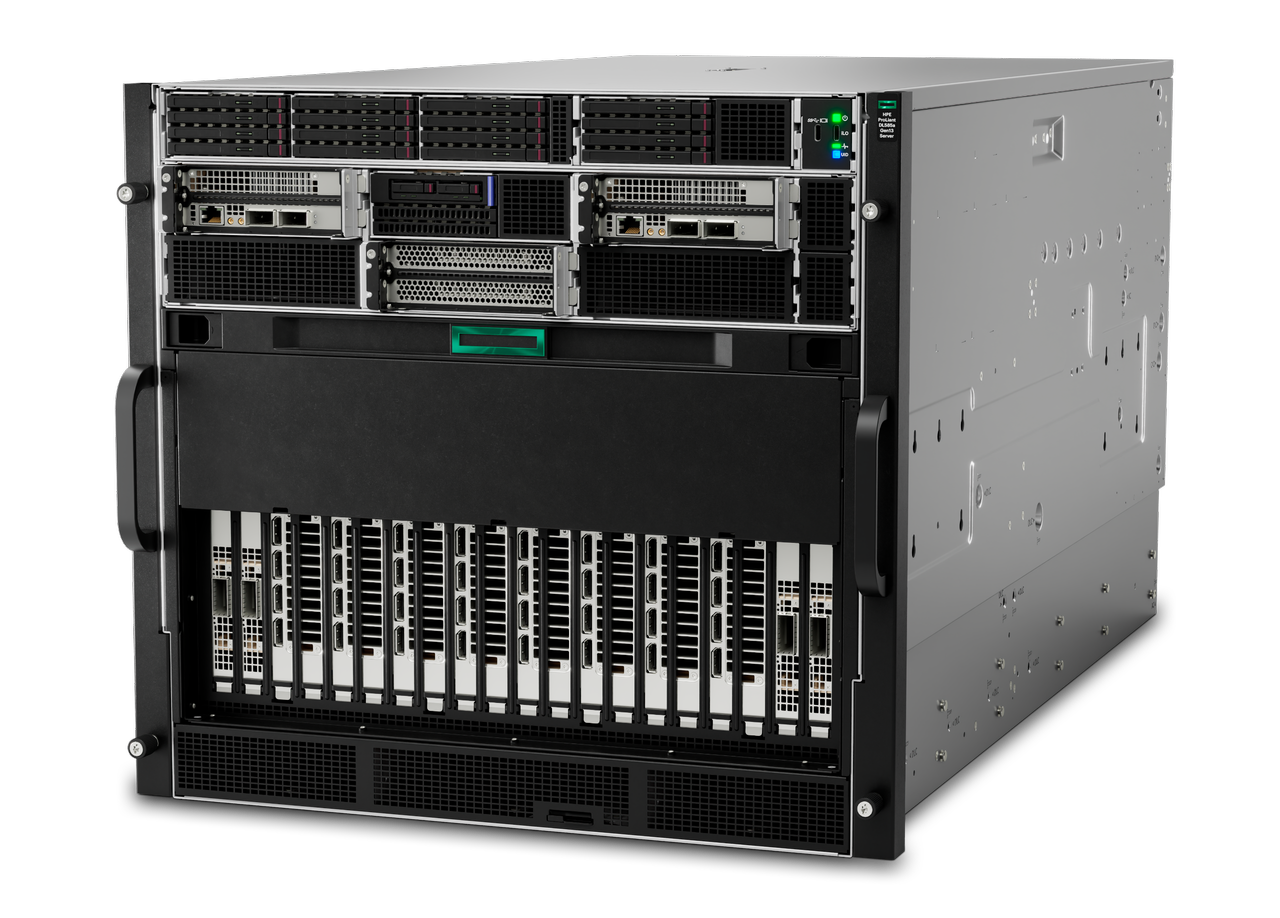 Front and side view of the HPE ProLiant DL585a Gen13 server .