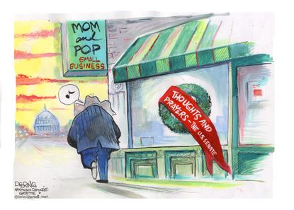Political Cartoon U.S. GOP congress COVID relief small business